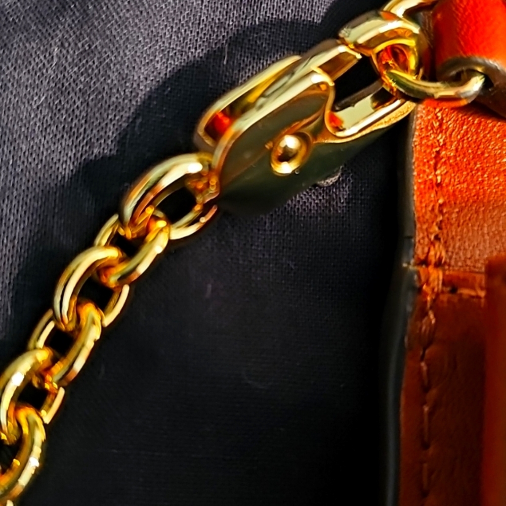 Ralph Lauren Brown and Gold Crossbody Bag with Chain Strap - Picture 5 of 11
